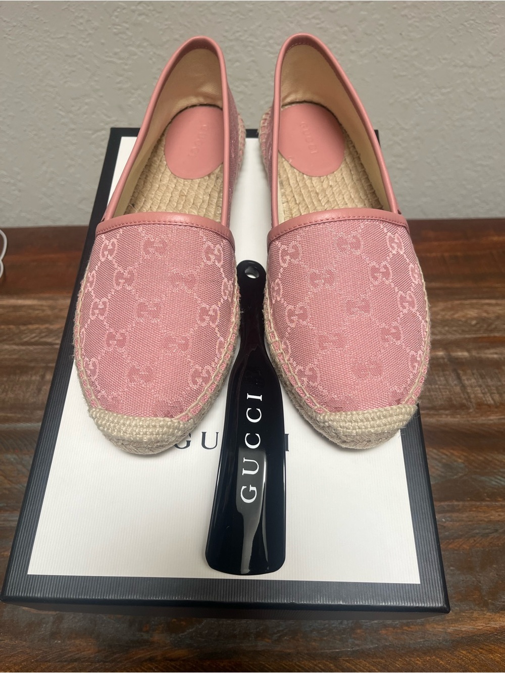 Gucci Rose Pink GG Canvas Espadrilles - Women's Slip-On